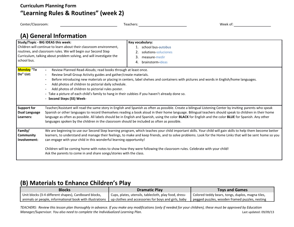 Related Resources: a Teacher S Guide to Opening Centers, Heritage Tree Parent Handout