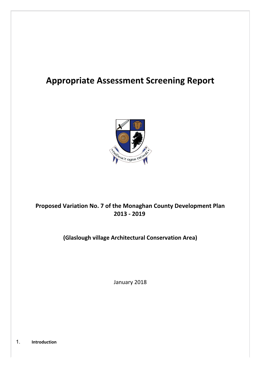 Appropriate Assessment Screening Report