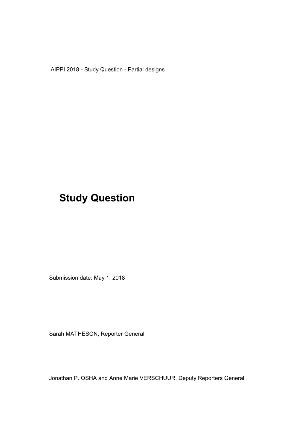 AIPPI 2018 - Study Question - Partial Designs