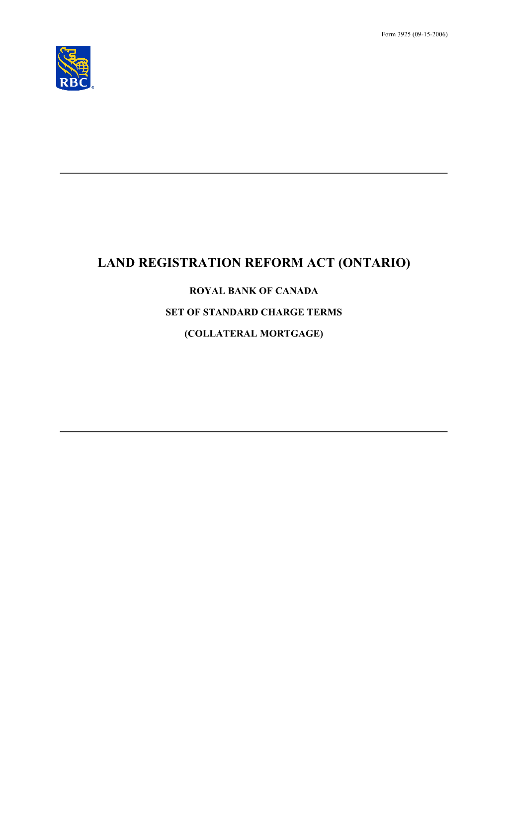 Land Registration Reform Act(Ontario)