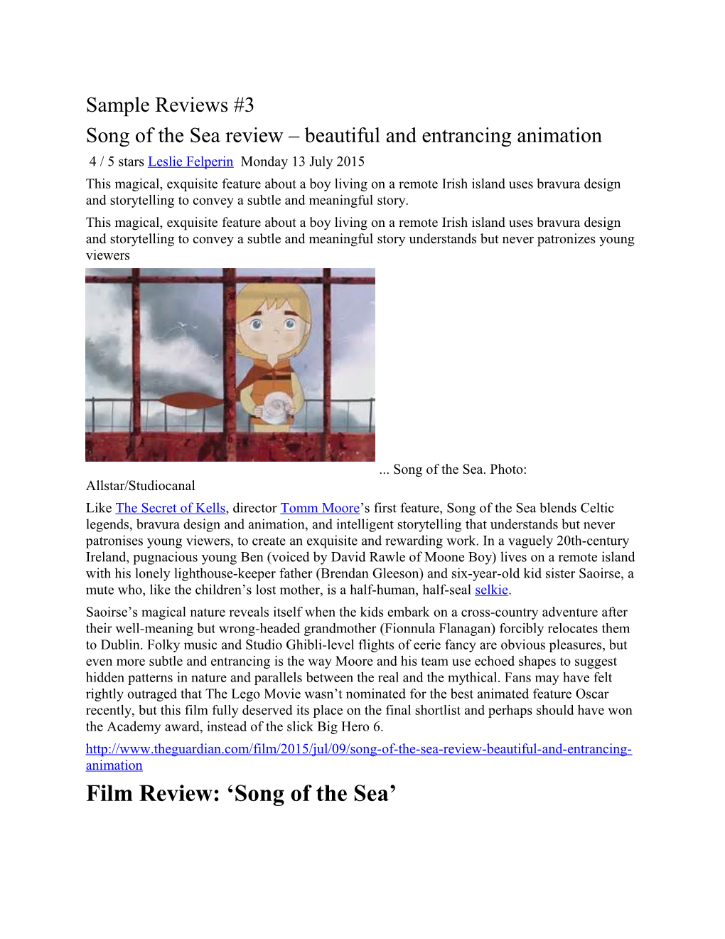 Song of the Sea Review Beautiful and Entrancing Animation