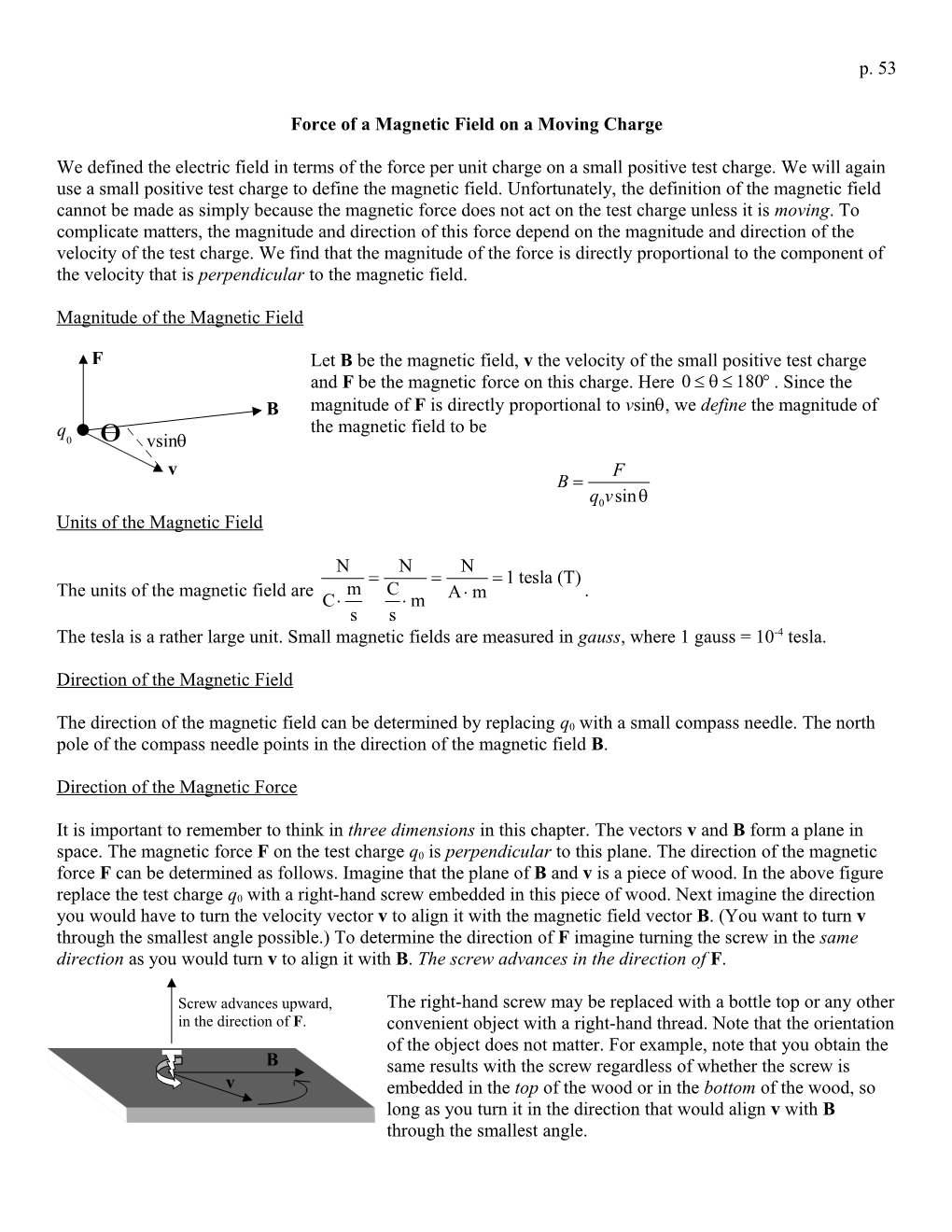 Force of a Magnetic Field on a Moving Charge