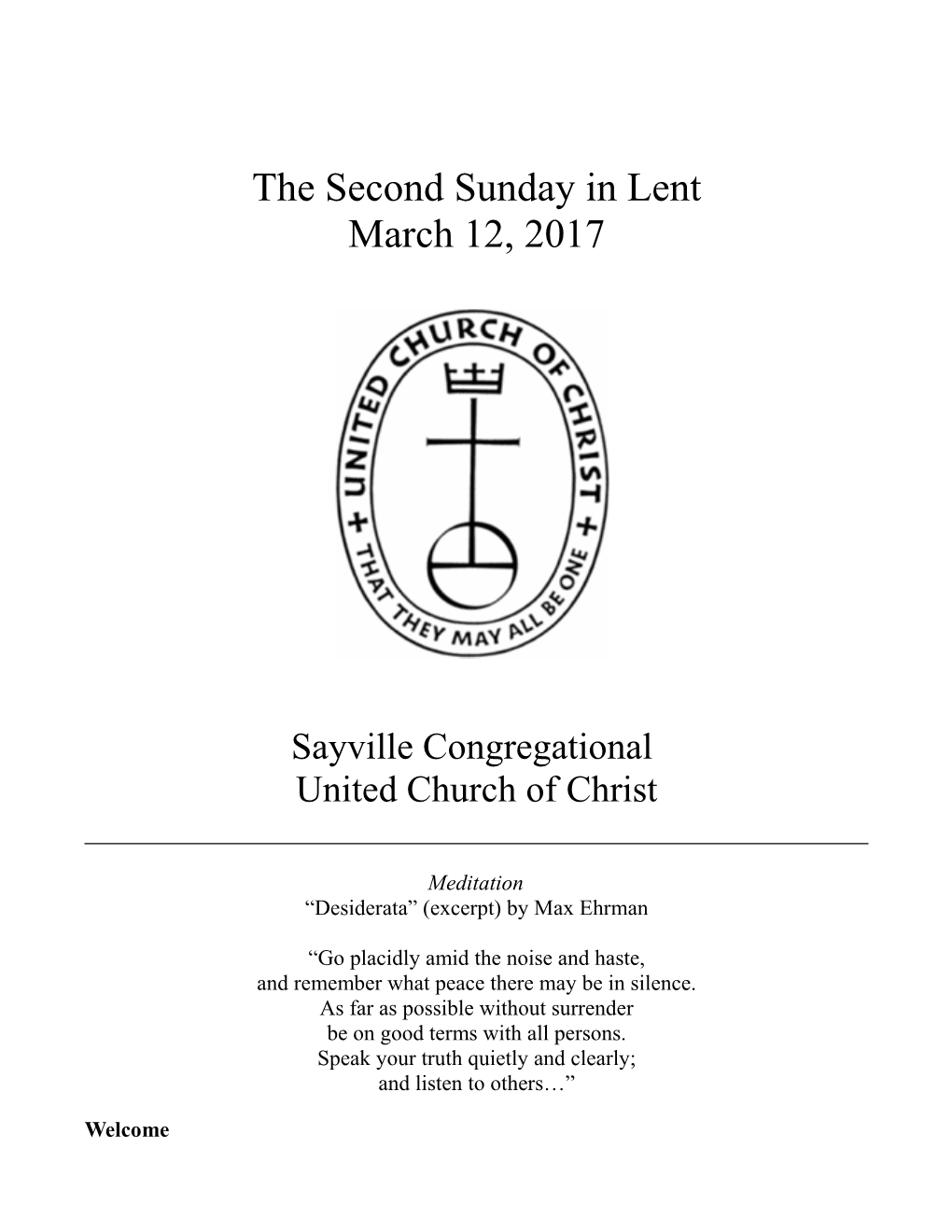 The Second Sunday in Lent