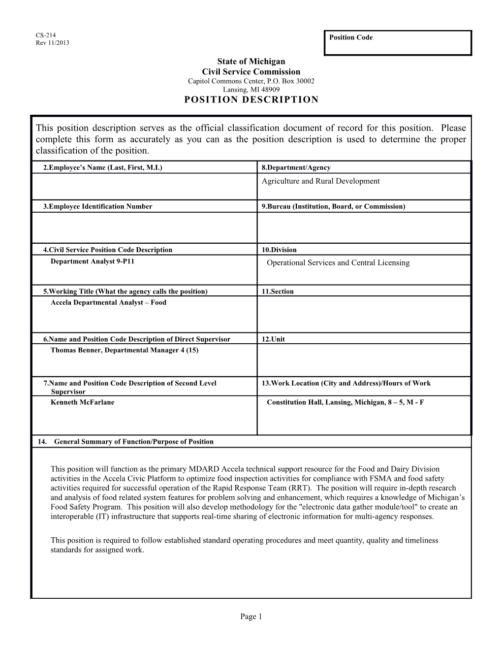 CS-214 Position Description Form s23