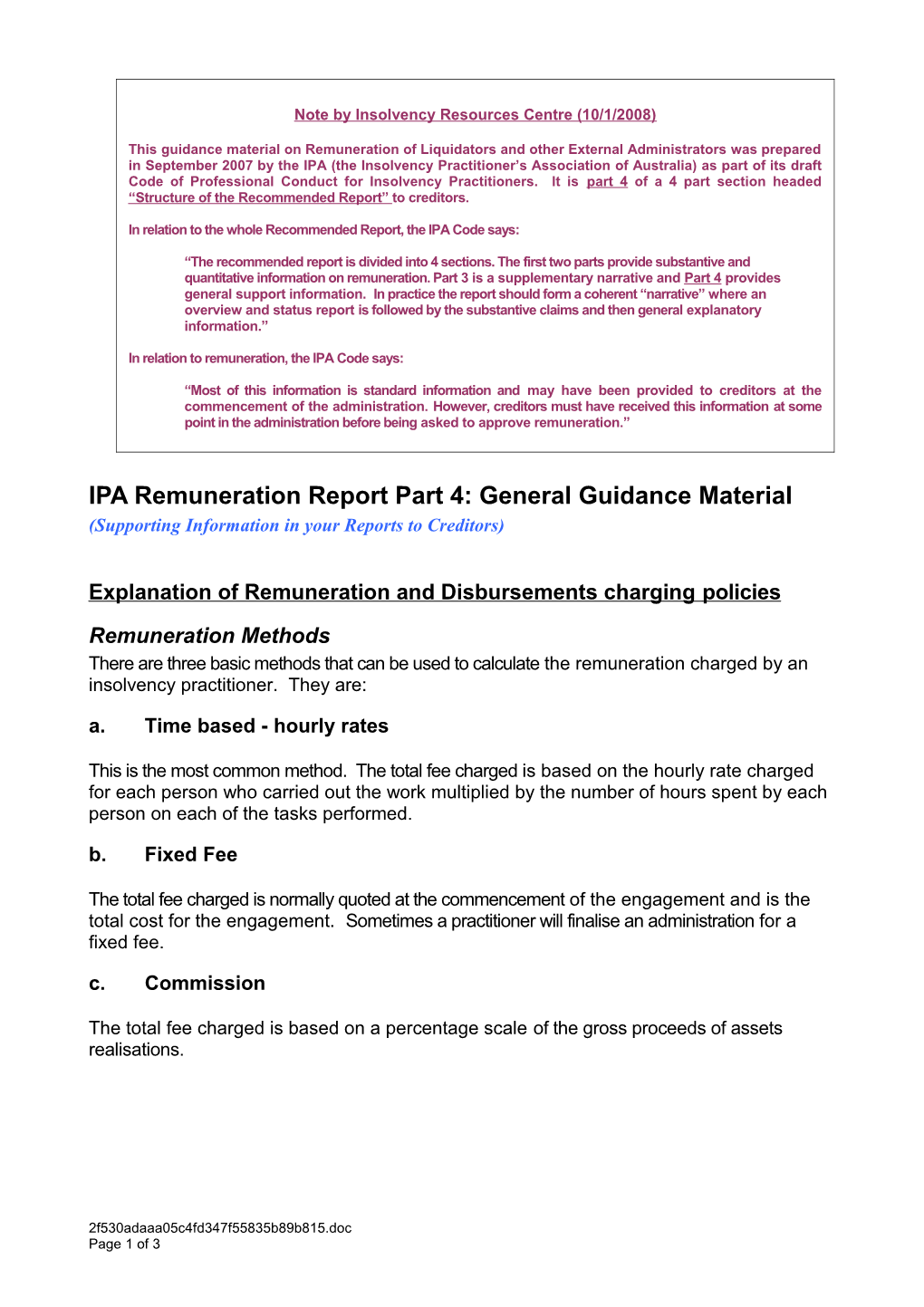 IPA Remuneration Report Part 4: General Guidance Material