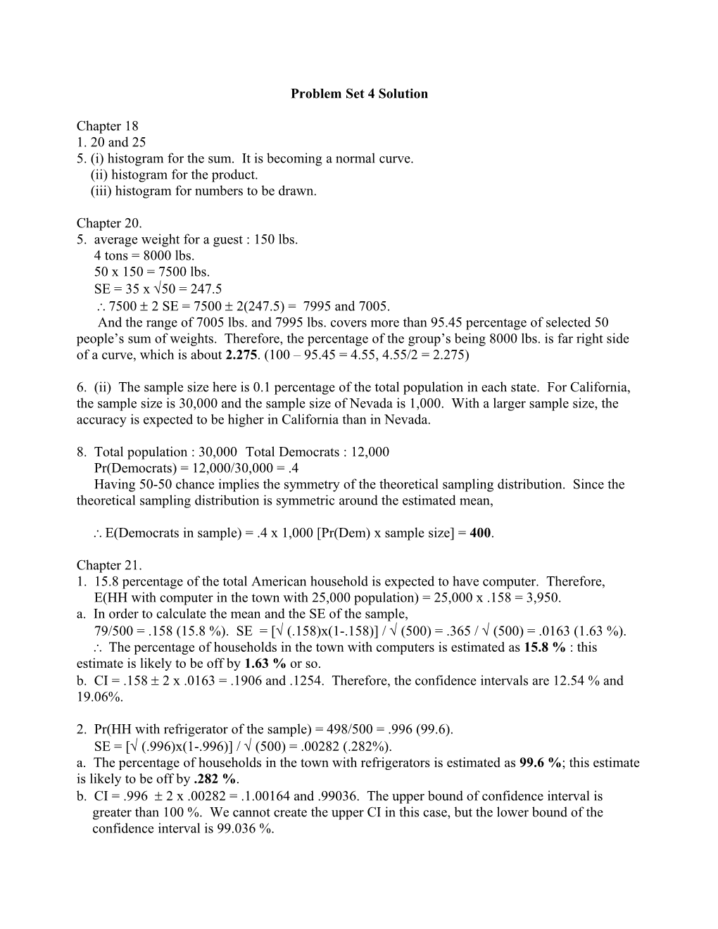 Problem Set 4 Solution