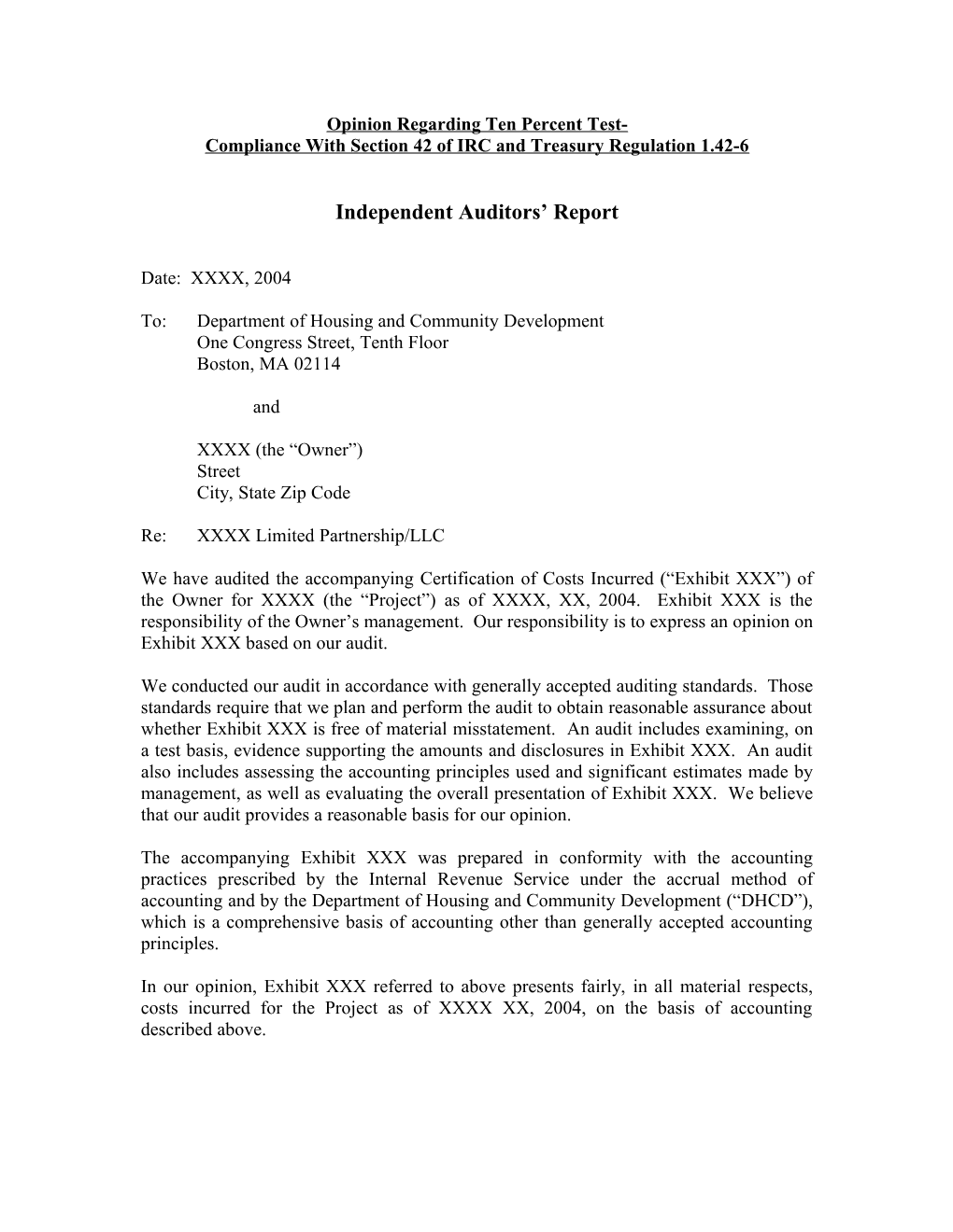Independent Auditors Report
