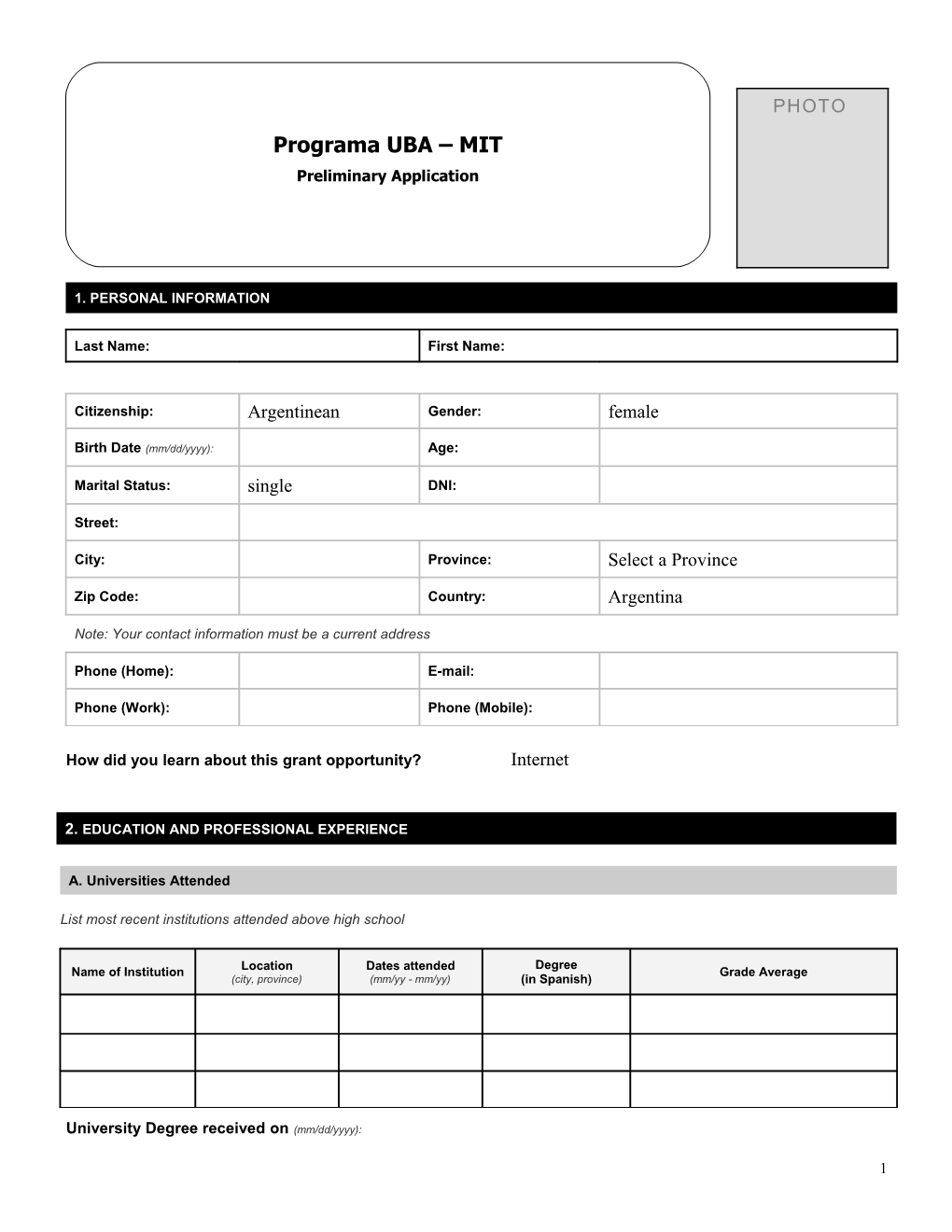 University Degree Received on (Mm/Dd/Yyyy)