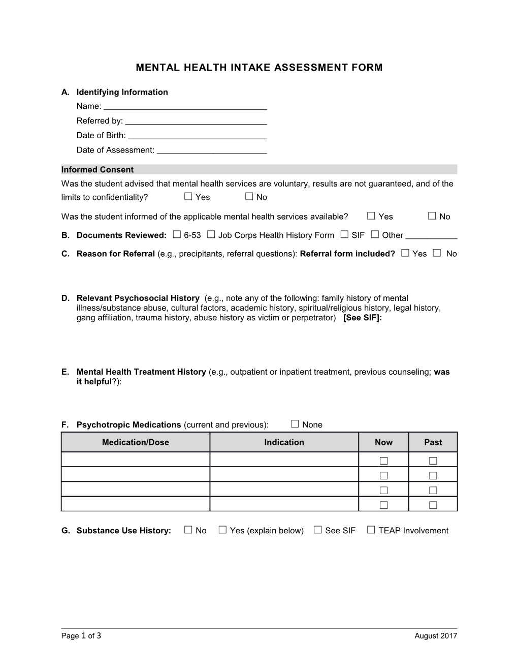 MH Intake Assessment Form
