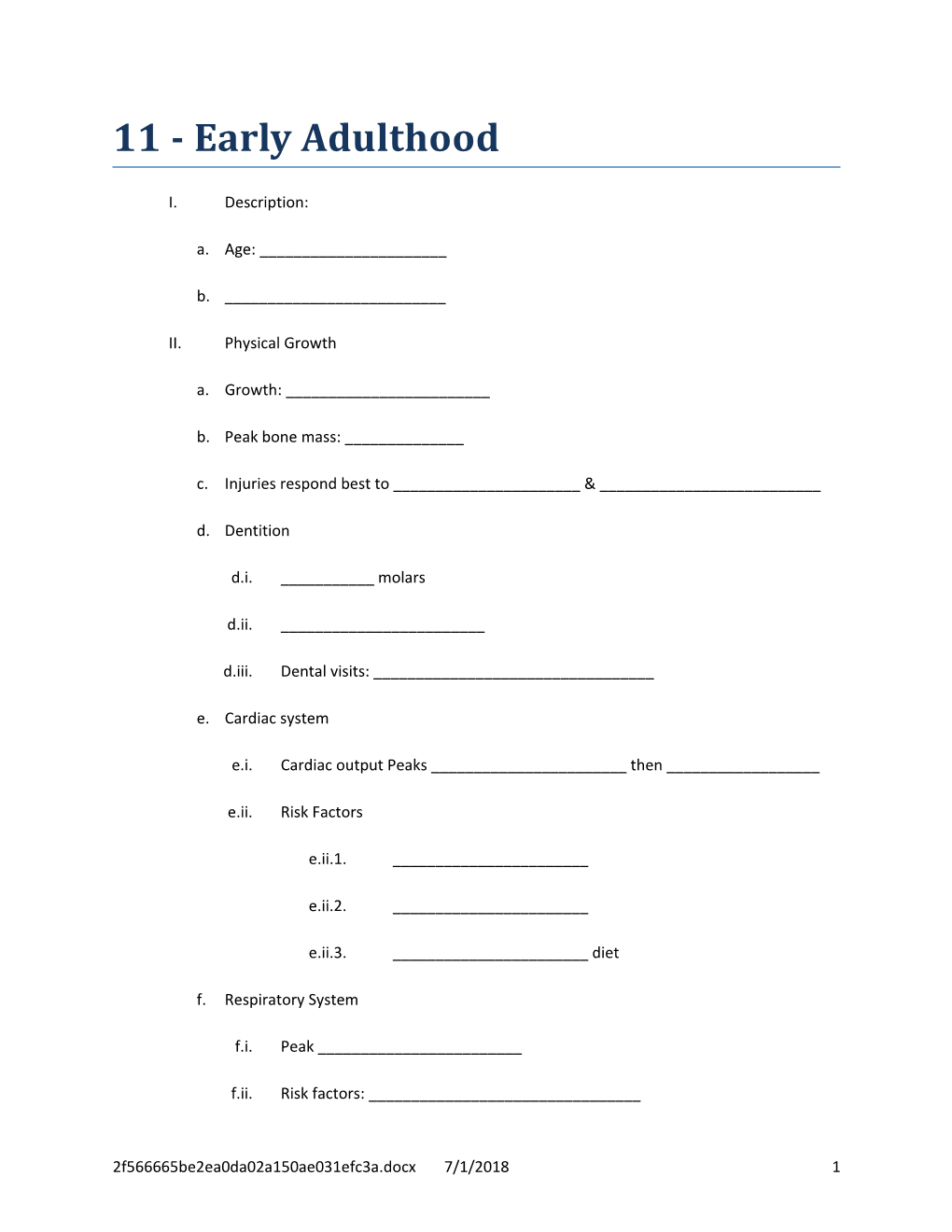 11 - Early Adulthood