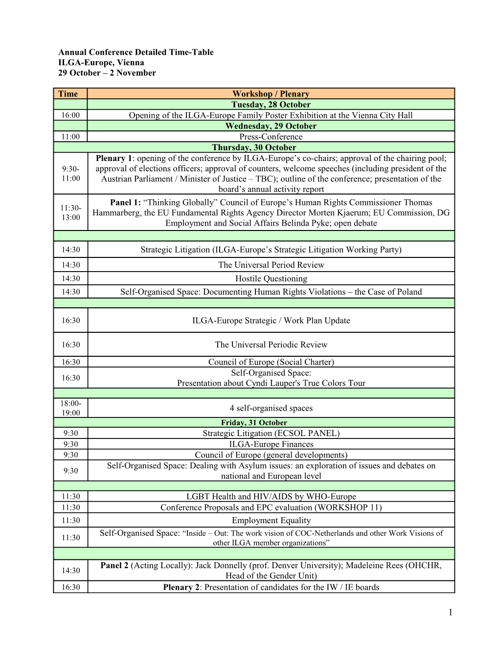 Annual Conference Workshop Programme