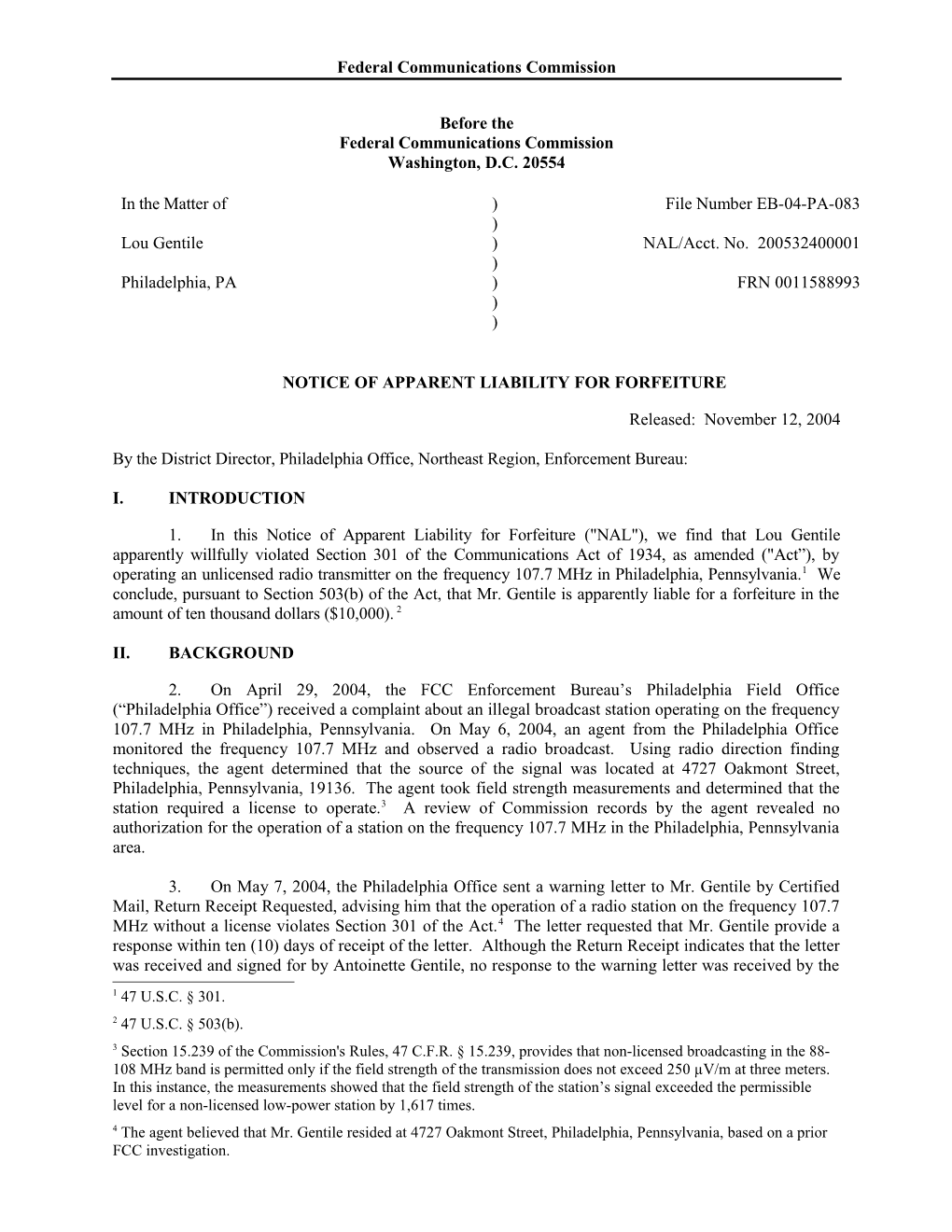 Notice of Apparent Liability for Forfeiture s4