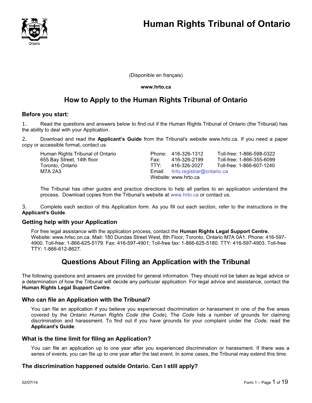 Human Rights Tribunal of Ontario