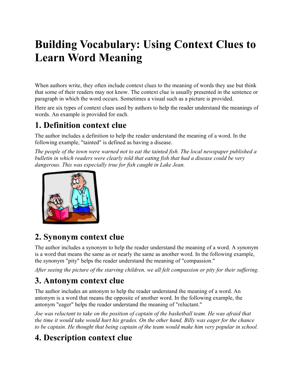 Building Vocabulary: Using Context Clues to Learn Word Meaning