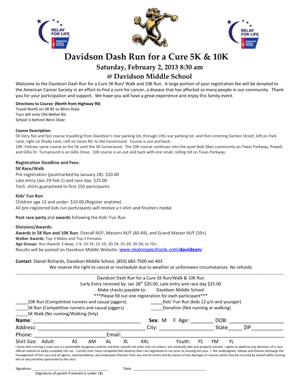 Davidson Dash Run for a Cure 5K & 10K