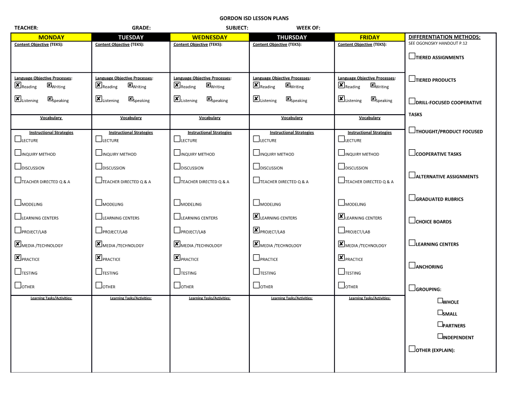 Gordon Isd Lesson Plans