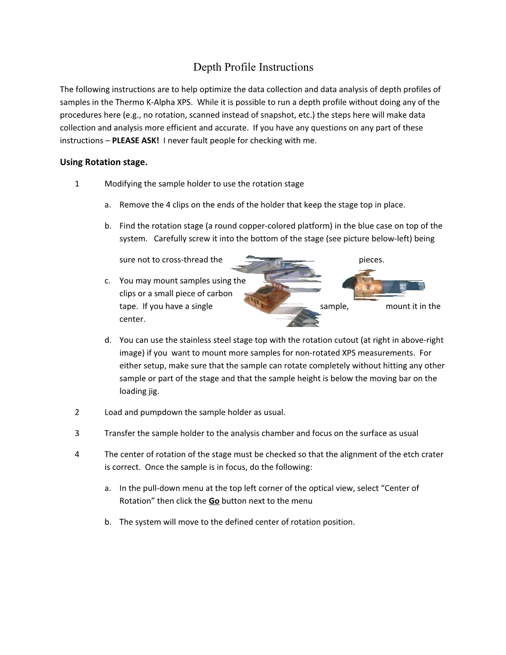 1 Modifying the Sample Holder to Use the Rotation Stage