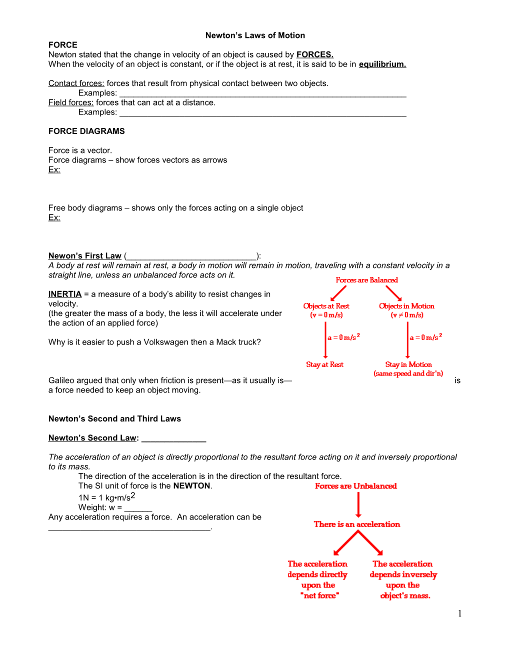 Chapter 4 Notes: Newton S Laws of Motion