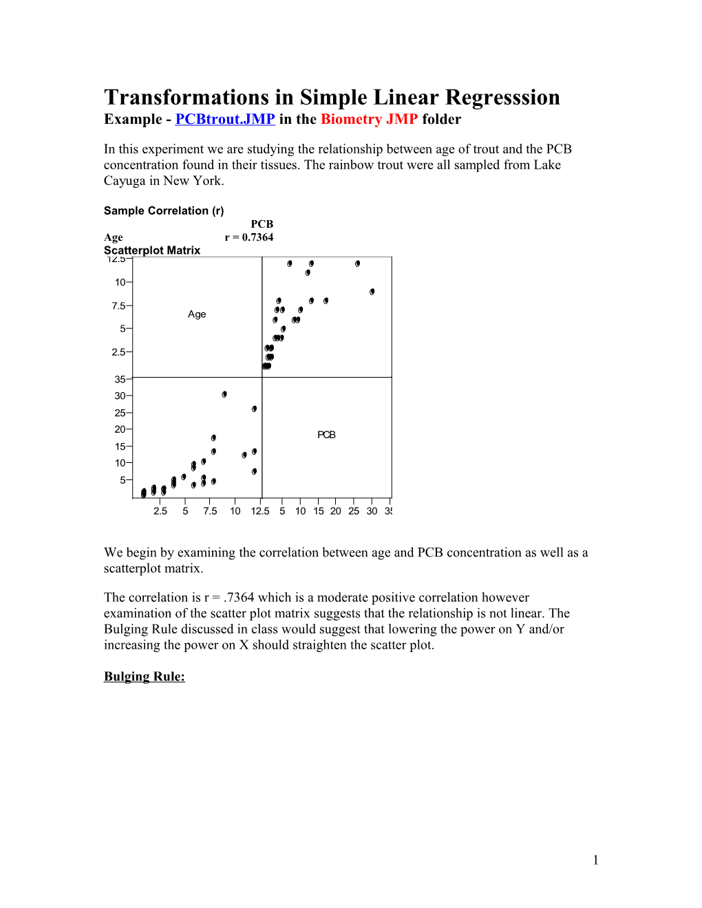 Correlation and Simple Linear Regression in JMP