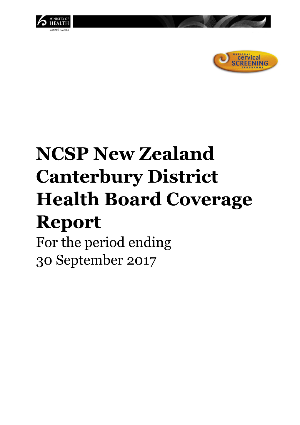 NCSP New Zealand Canterbury District Health Boardcoverage Report