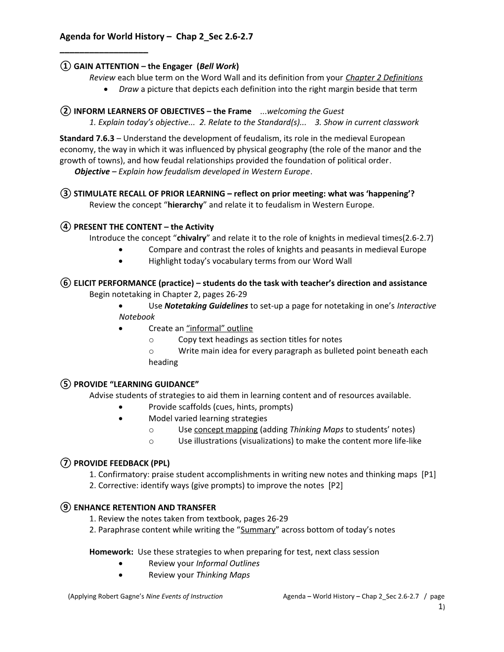 Agenda for World History Chap2 Sec 2.6-2.7 ______