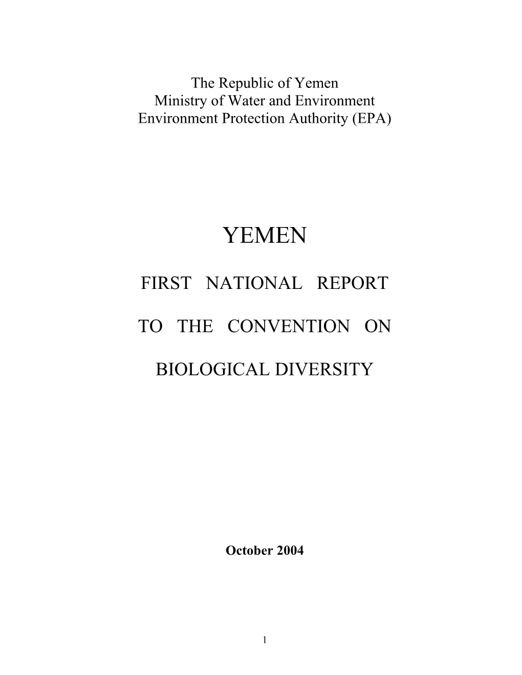 CBD First National Report - Yemen (English Version)