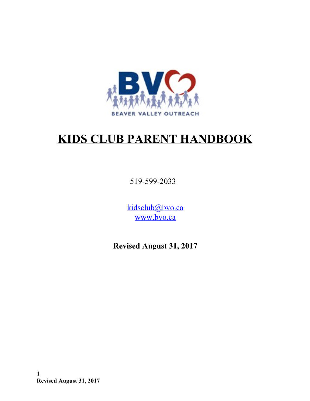 Kids Club Parent Handbook