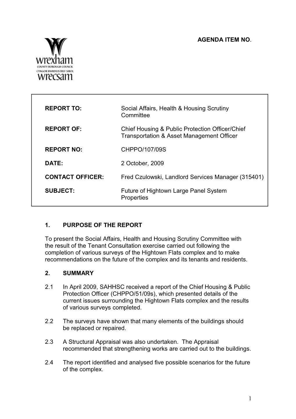 Social Affairs, Health & Housing Scrutiny Committee