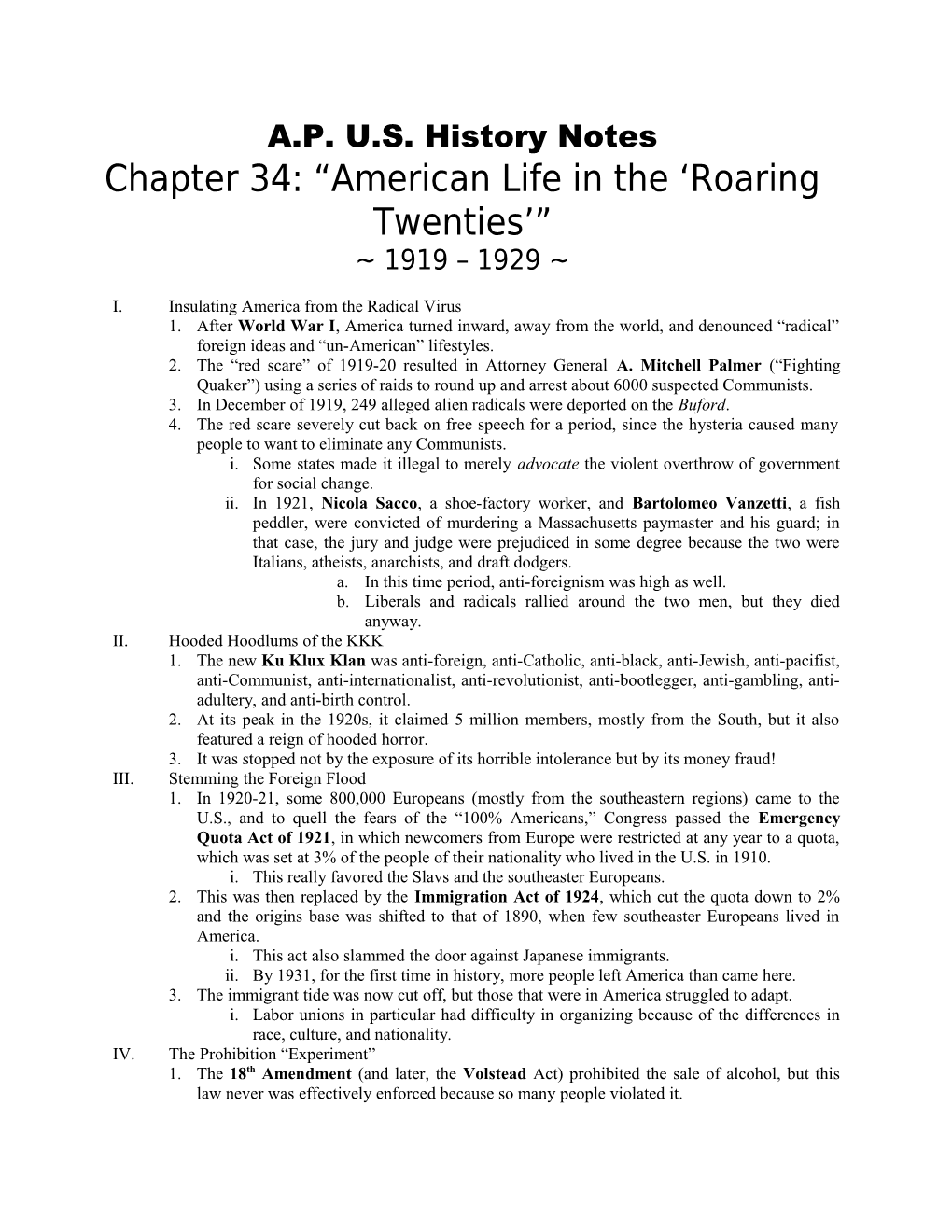 Chapter 34: American Life in the Roaring Twenties