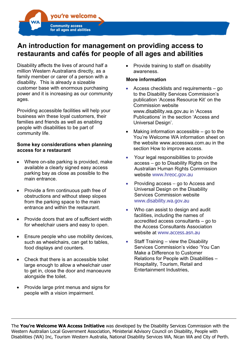 You're Welcome - Accessible Restaurants