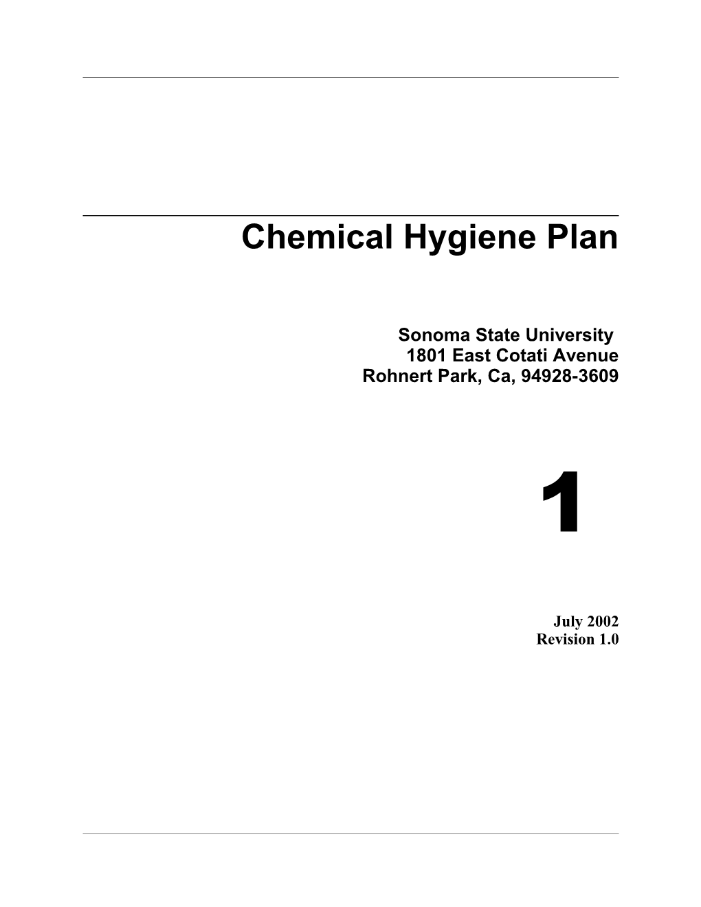 SSU's Chemical Hygiene Plan