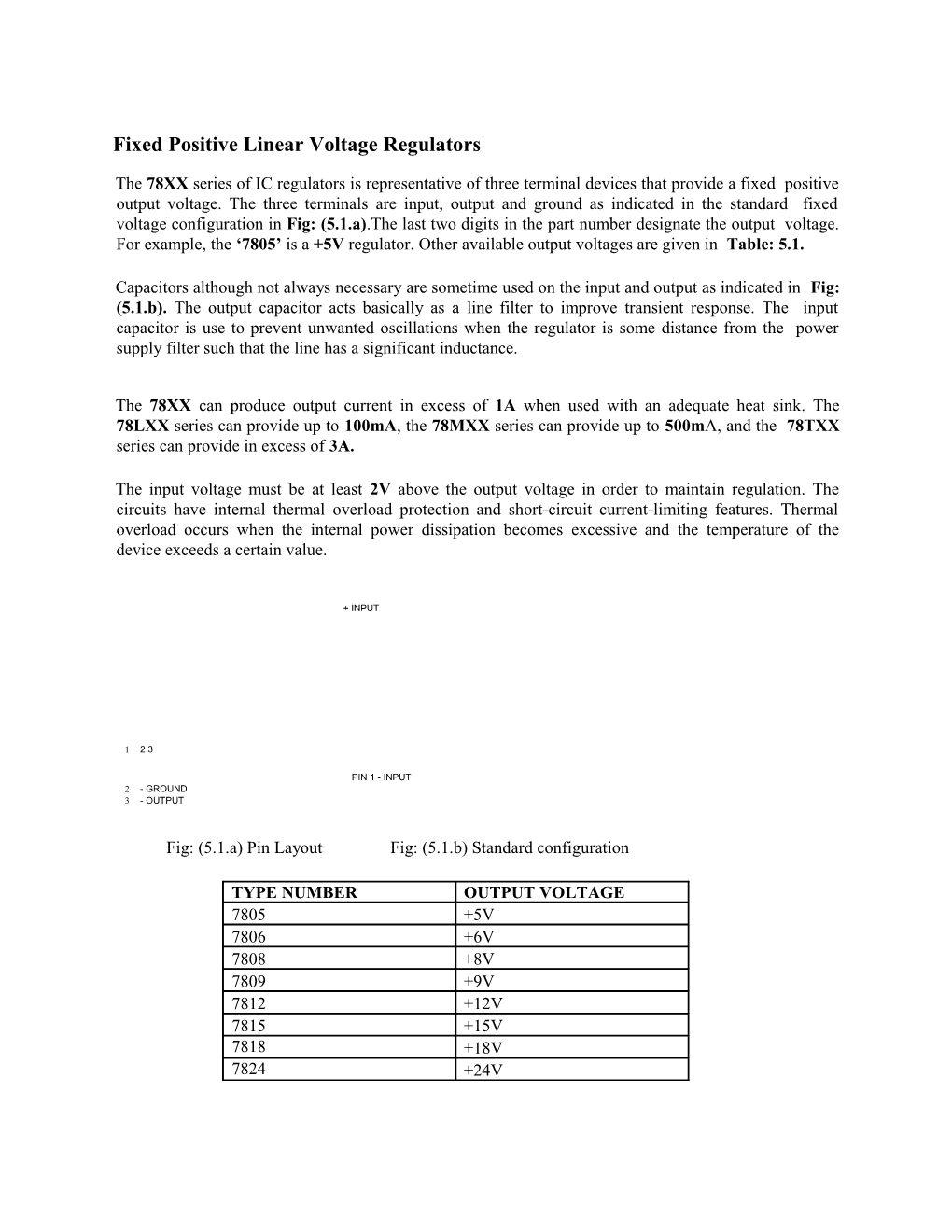 Fixed Positive Linear Voltage Regulators