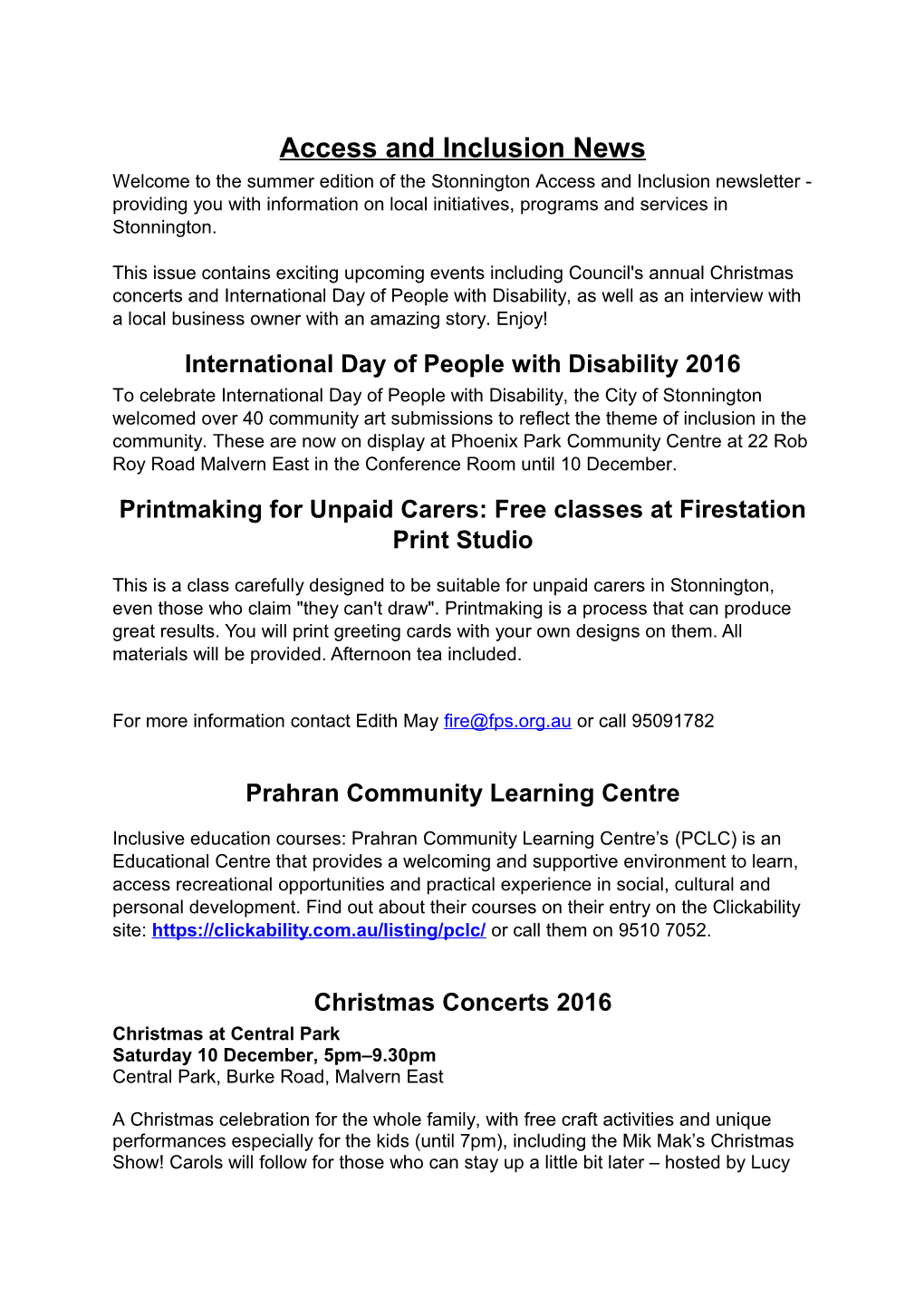 Access and Inclusion News