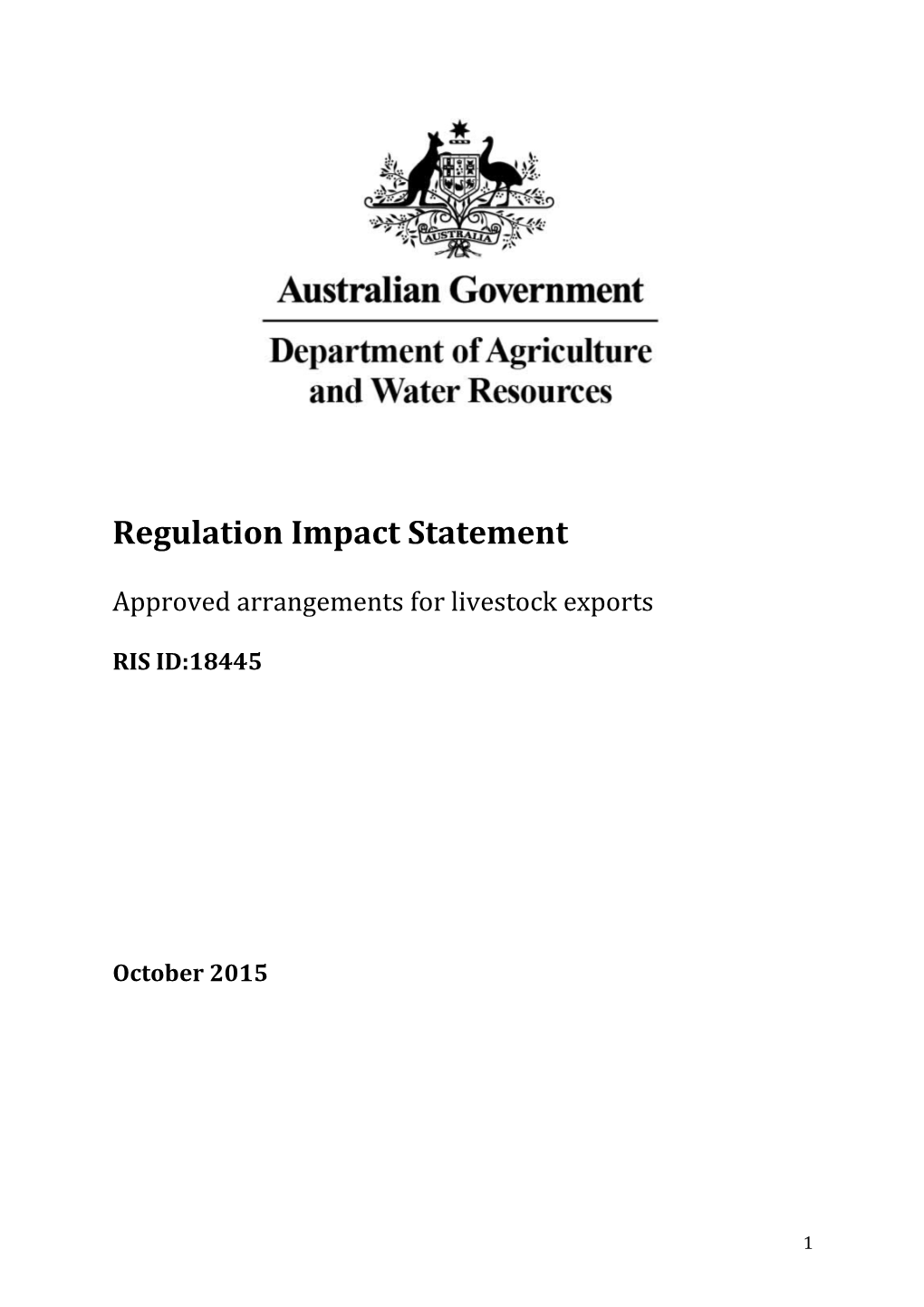Approved Arrangements for Livestock Exports RIS
