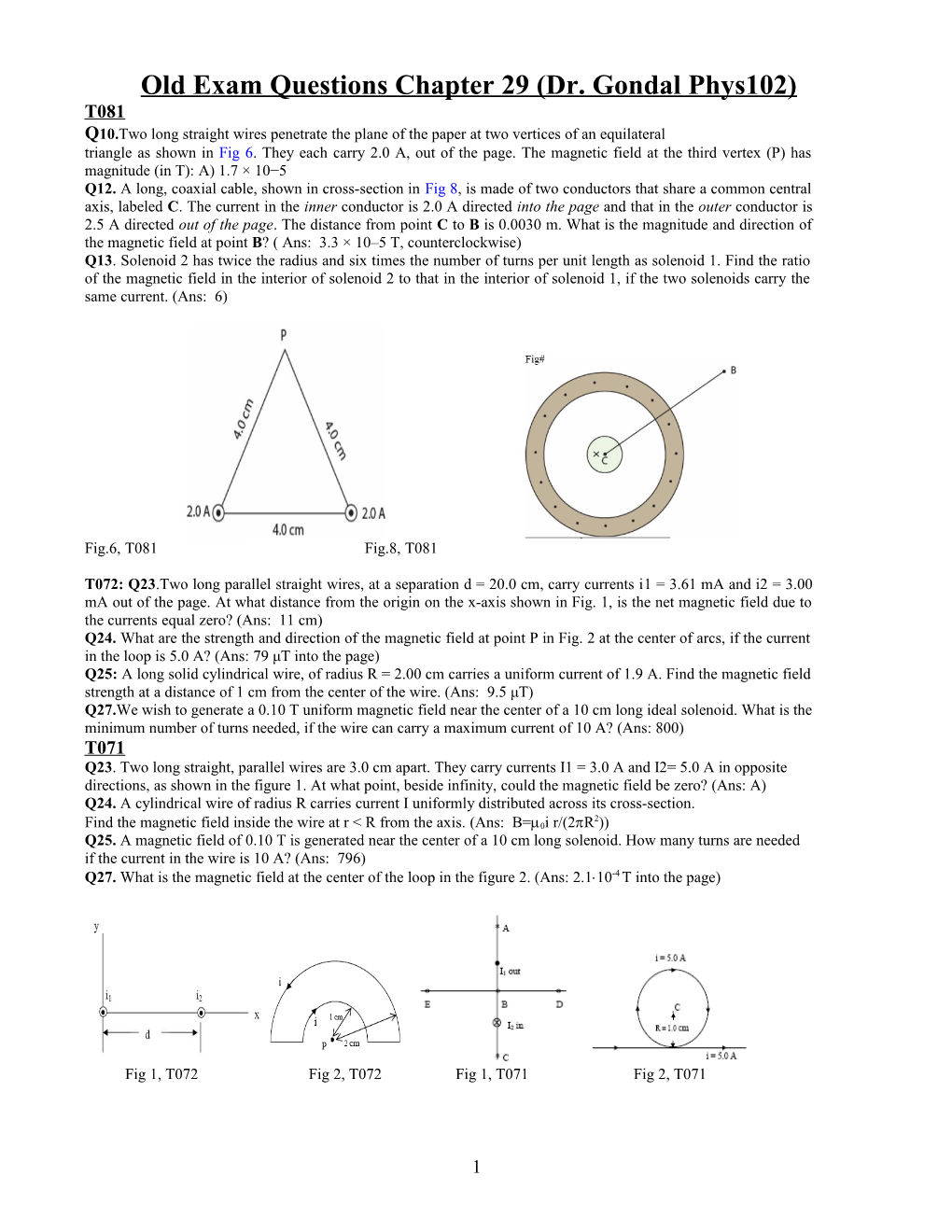 Old Exam Questions Chapter 29 (Dr. Gondal Phys102)