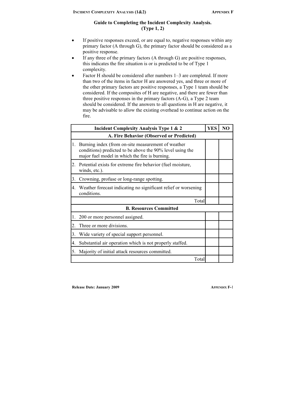 Incident Complexity Analysis (1&2)Appendix F