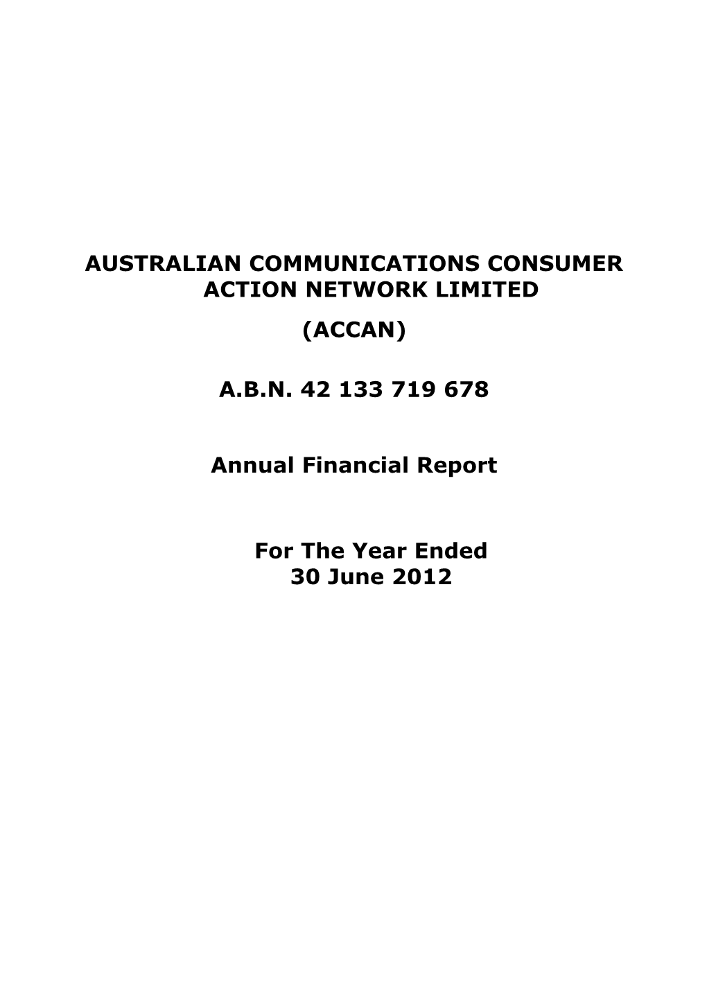 Australian Communications Consumer Action Network Limited