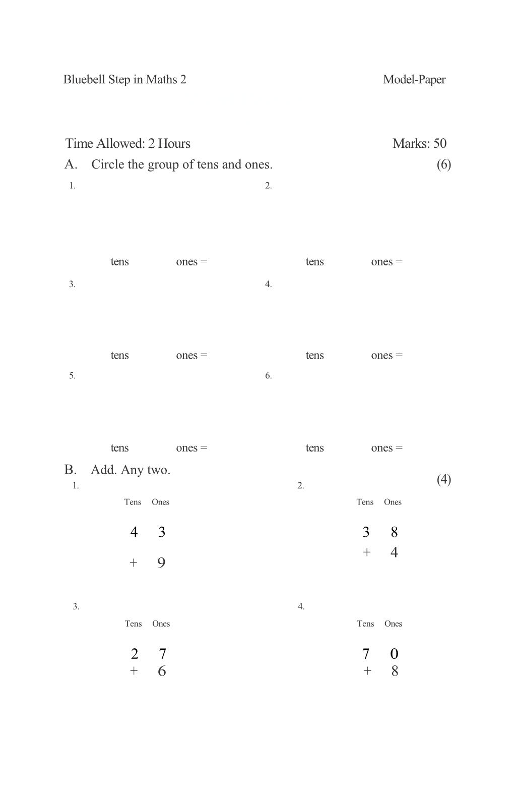 A. Circle the Group of Tens and Ones. (6)