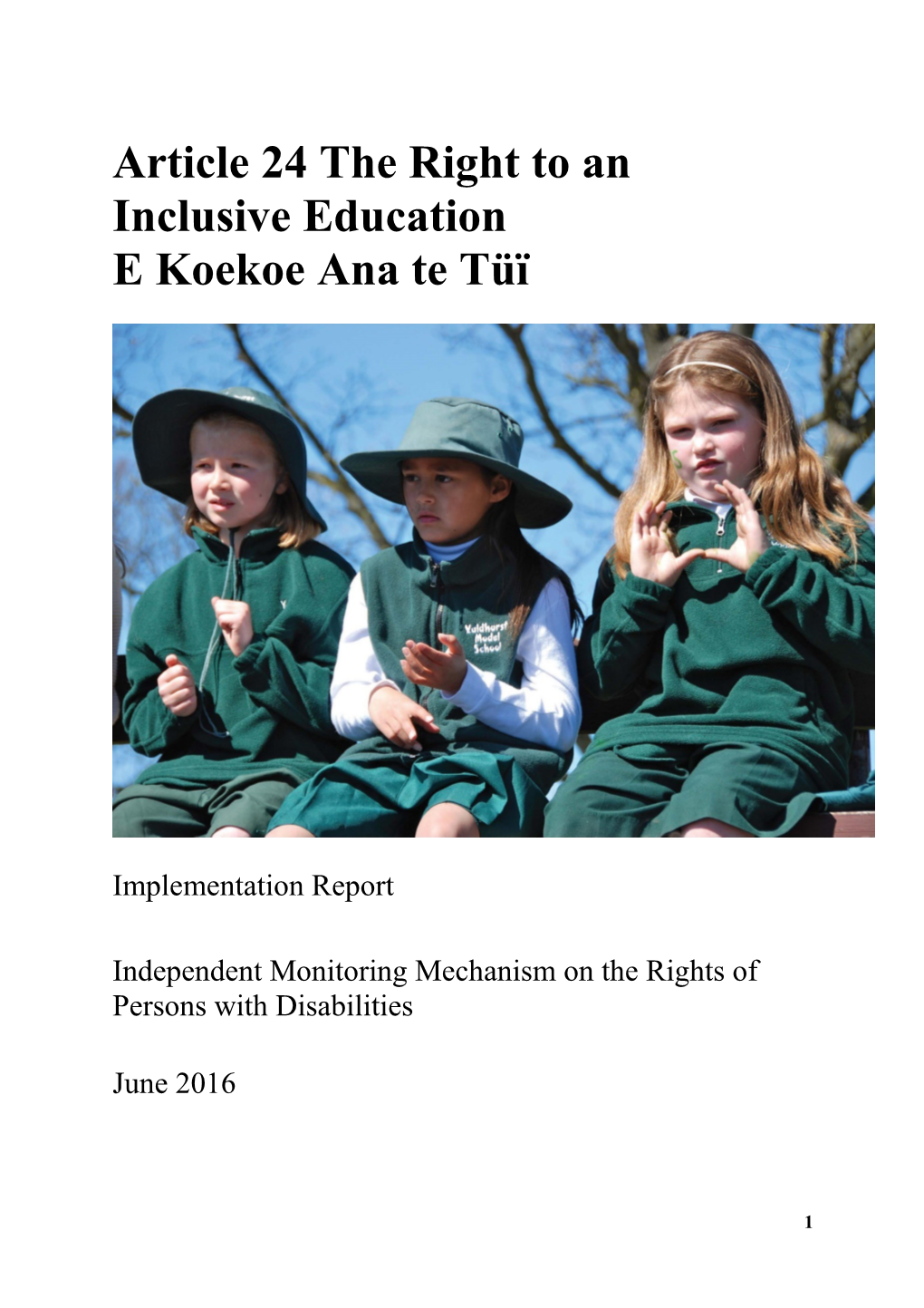 Article 24 the Right to an Inclusive Education