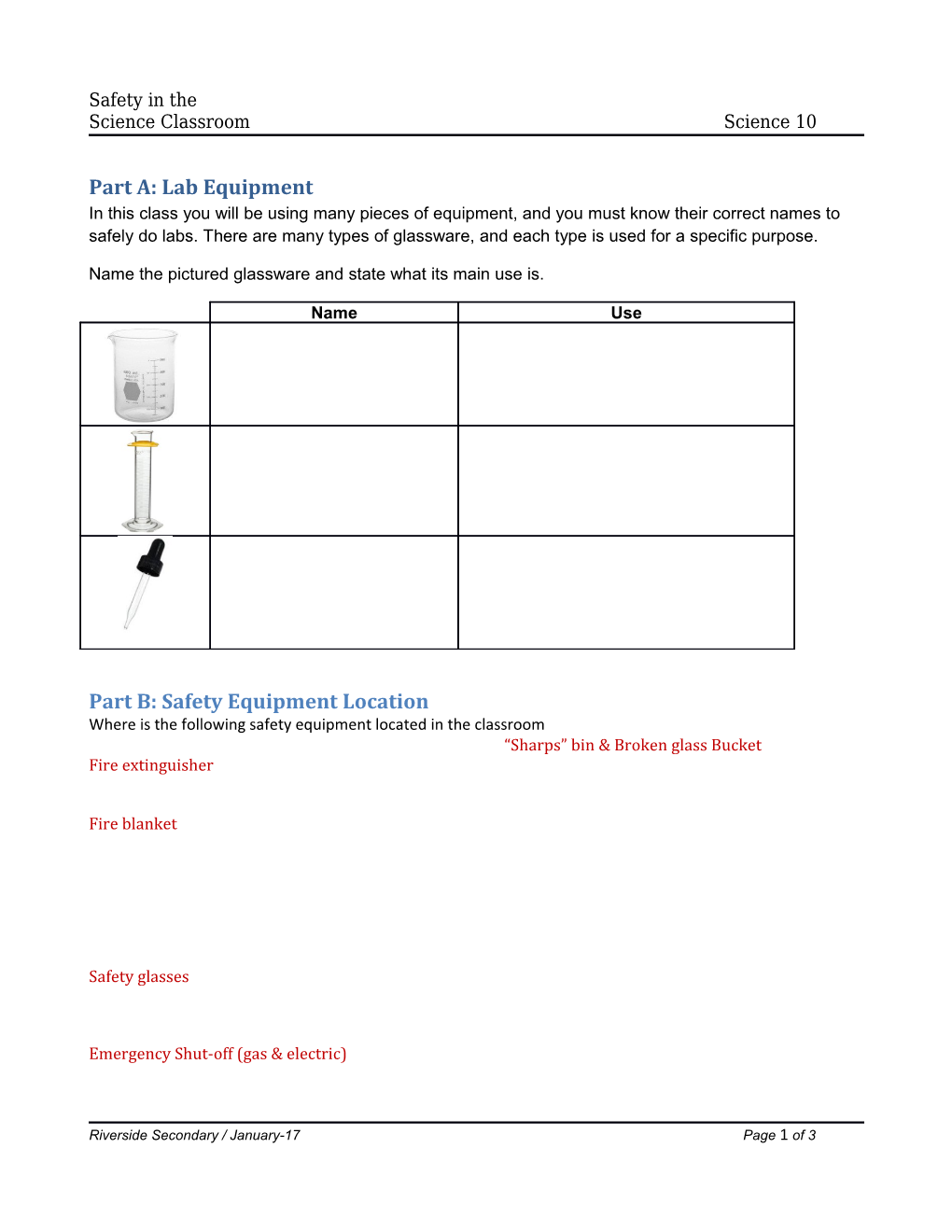 Part A: Lab Equipment