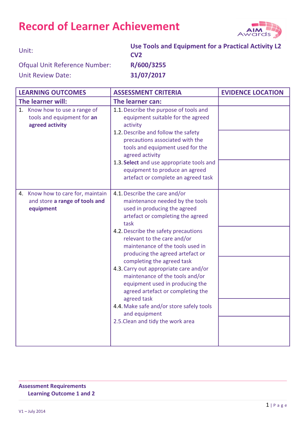 Assessment Requirements s4