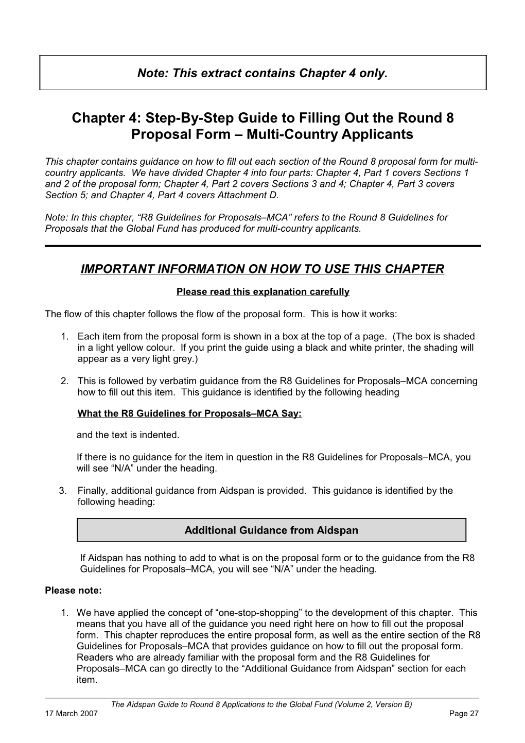 Chapter 4: Step-By-Step Guide to Filling out the Round 8 Proposal Form Multi-Country Applicants