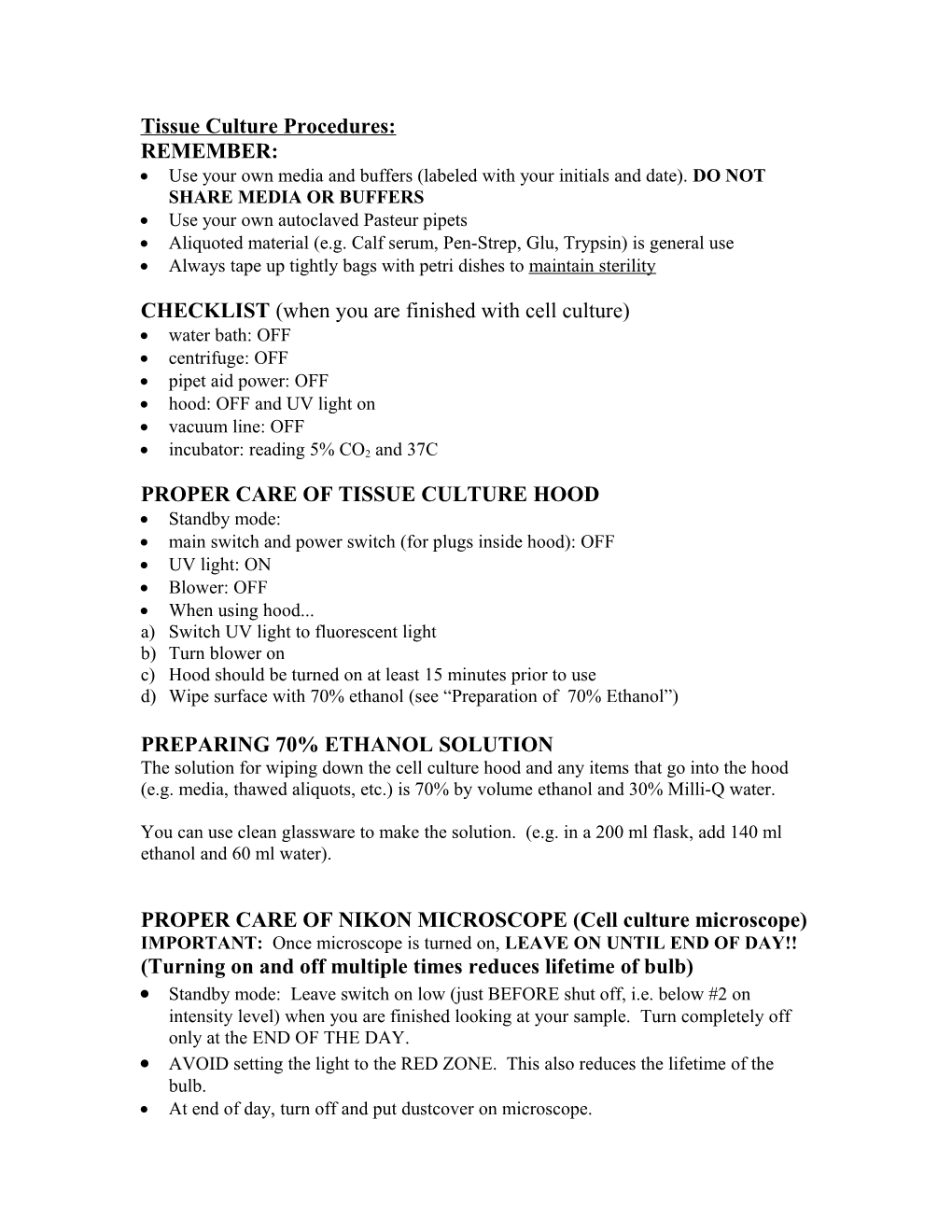 Tissue Culture Procedures