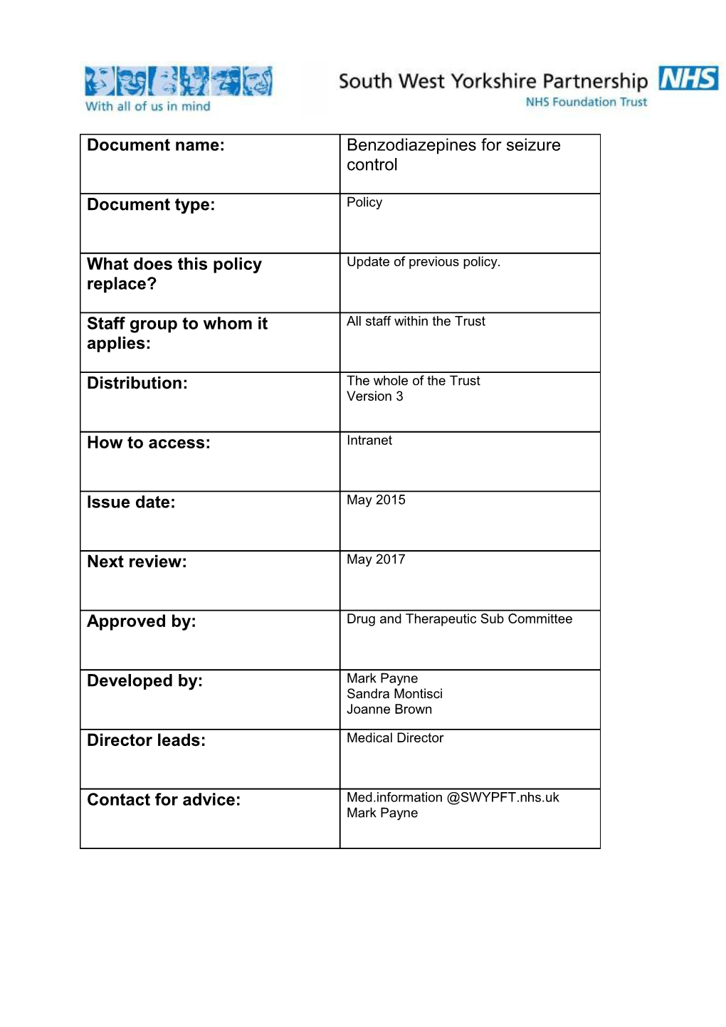 Benzodiazepines for Seizure Control