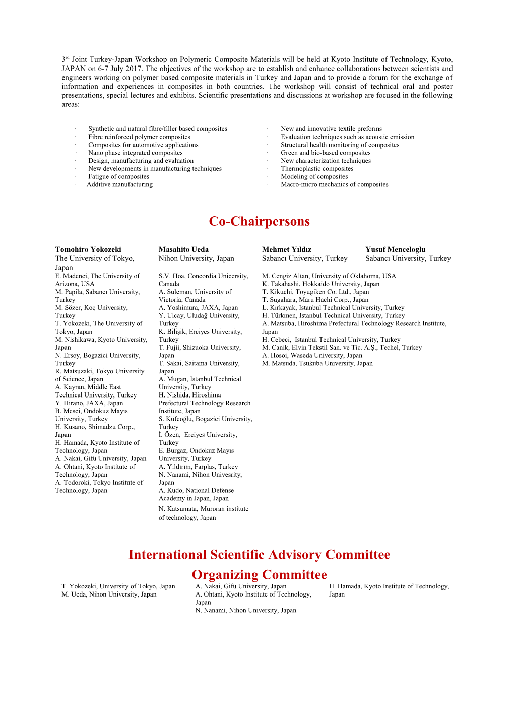 International Scientific Advisory Committee