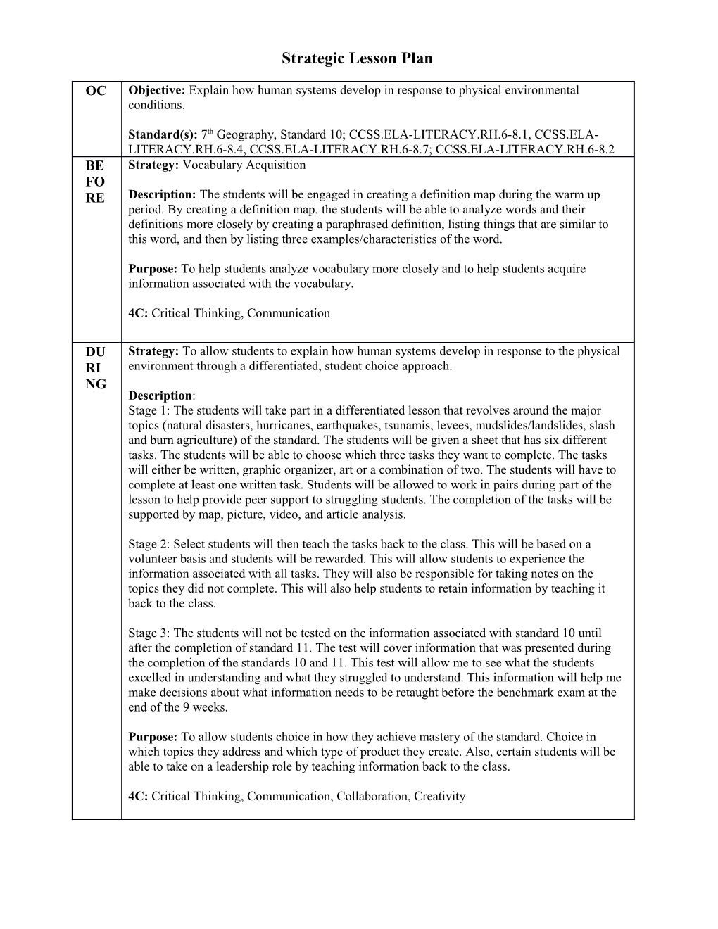 Label Each Activity with One of the 4 Cs That Apply s2