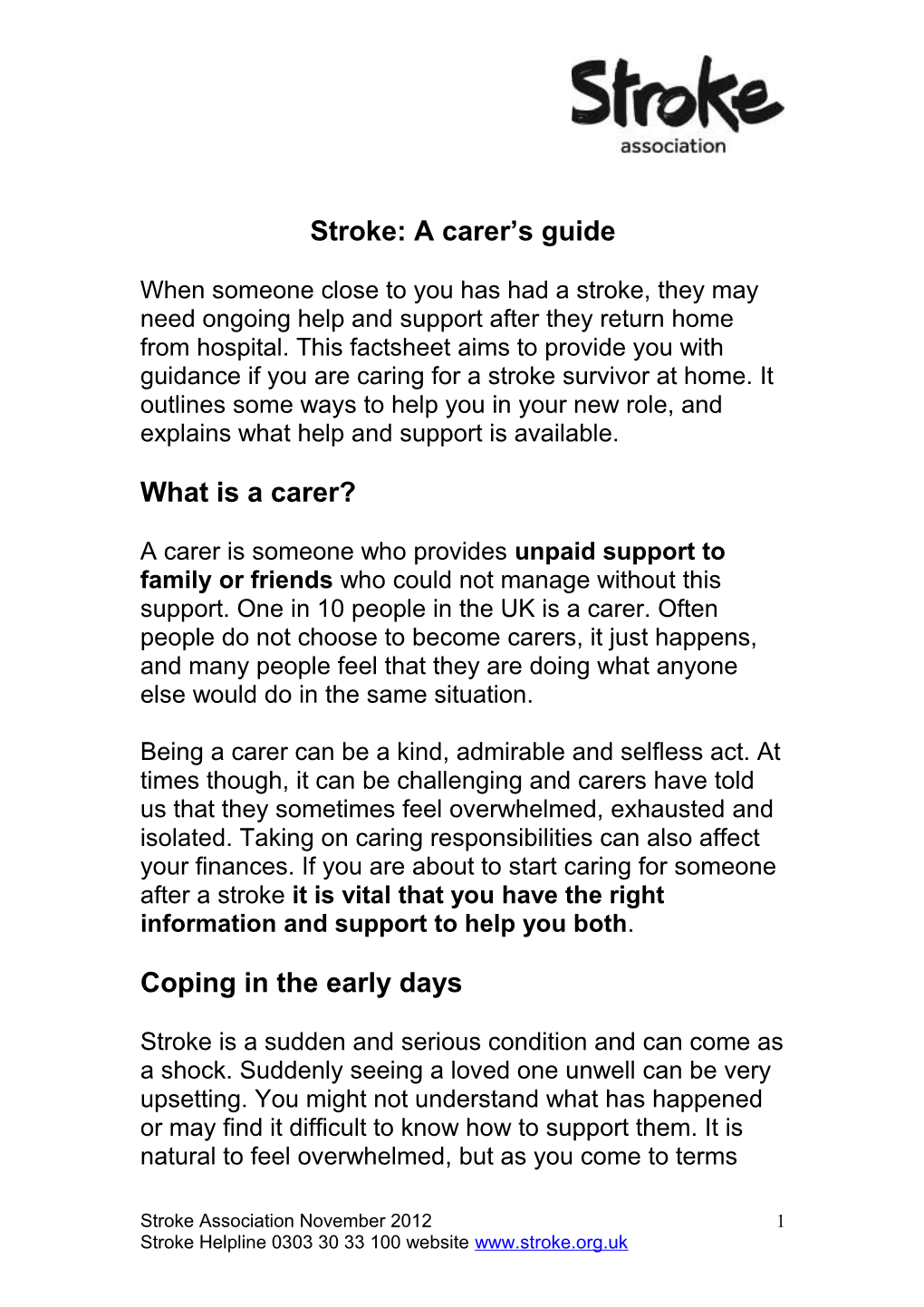 Stroke: a Carer S Guide