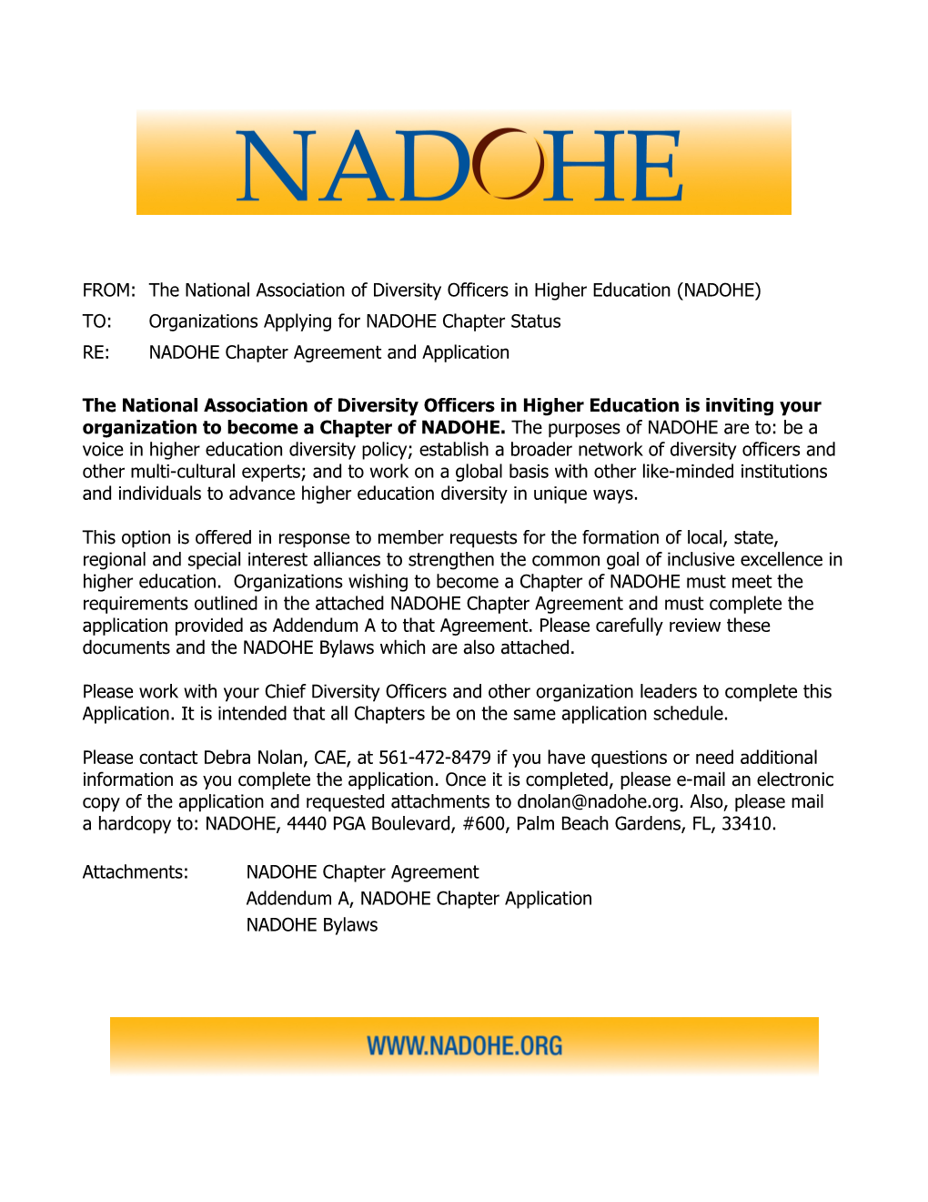 From:The National Association of Diversity Officers in Higher Education (NADOHE)