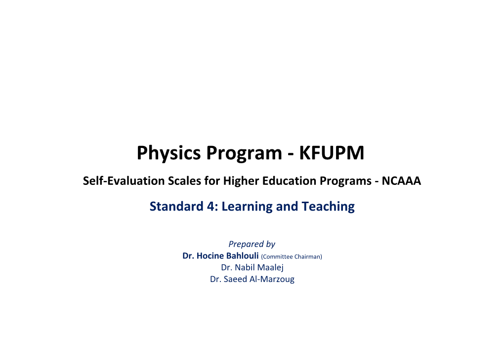 KFUPM Self Institutional Self-Evaluation