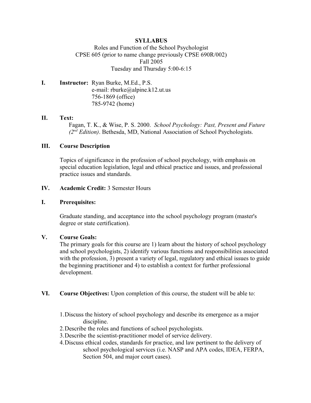 Roles and Function of the School Psychologist